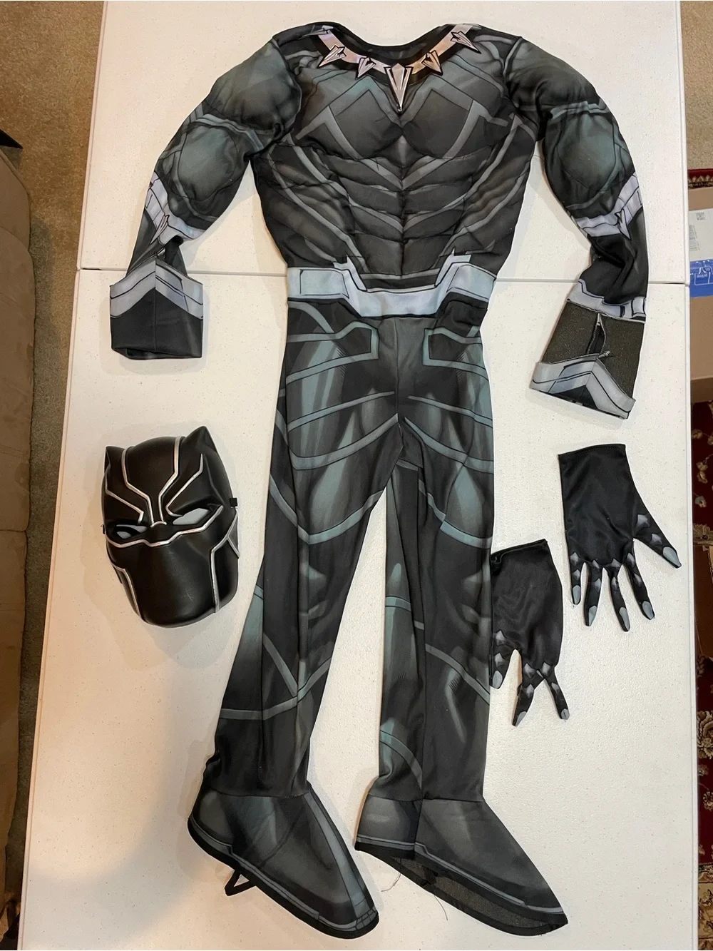 Marvel Black Panther Kids Muscled Superhero Costume - Black with Silver Accents - Picture 3 of 8